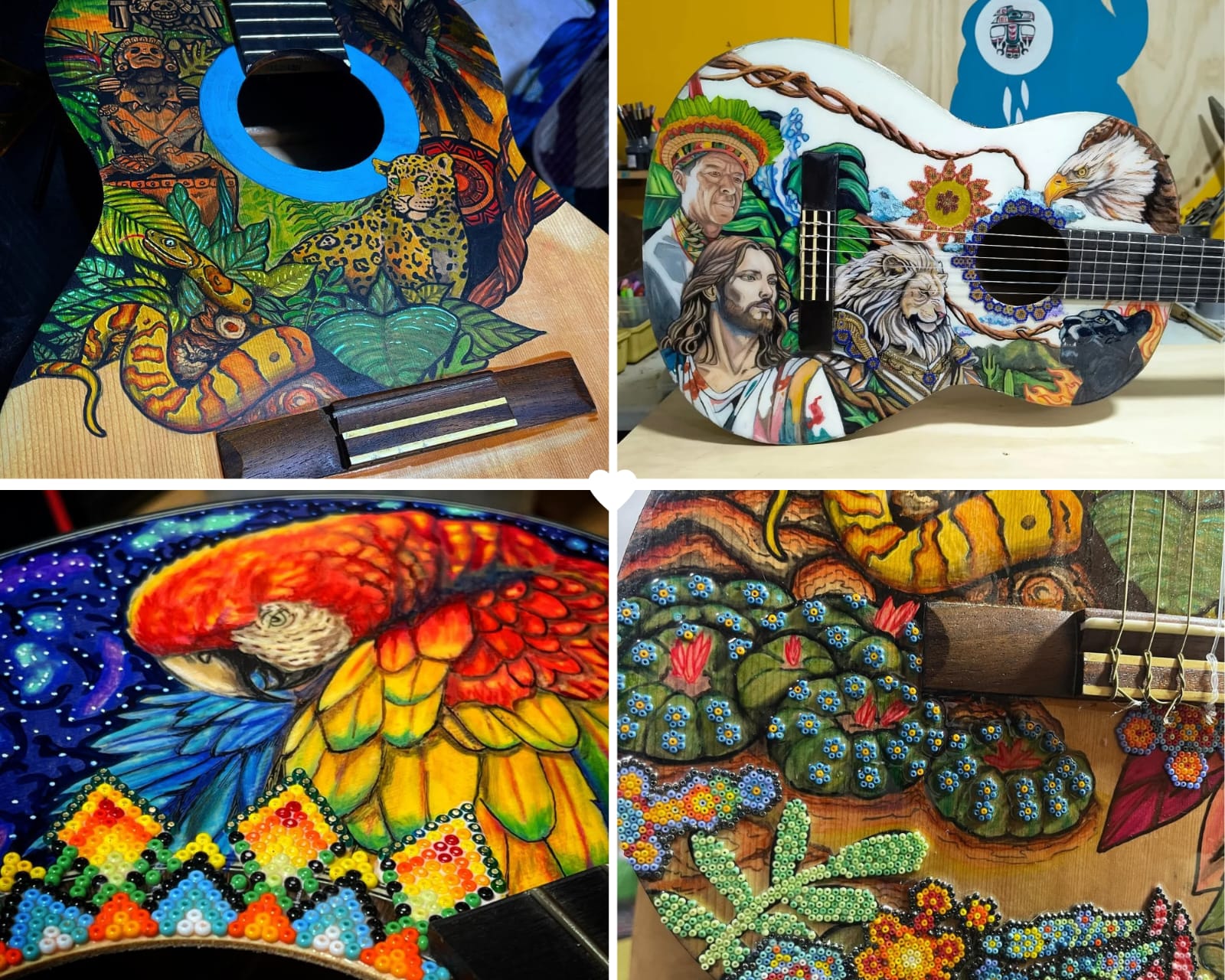 Intervención de guitarras personalizadas por kayra ancestrlaes