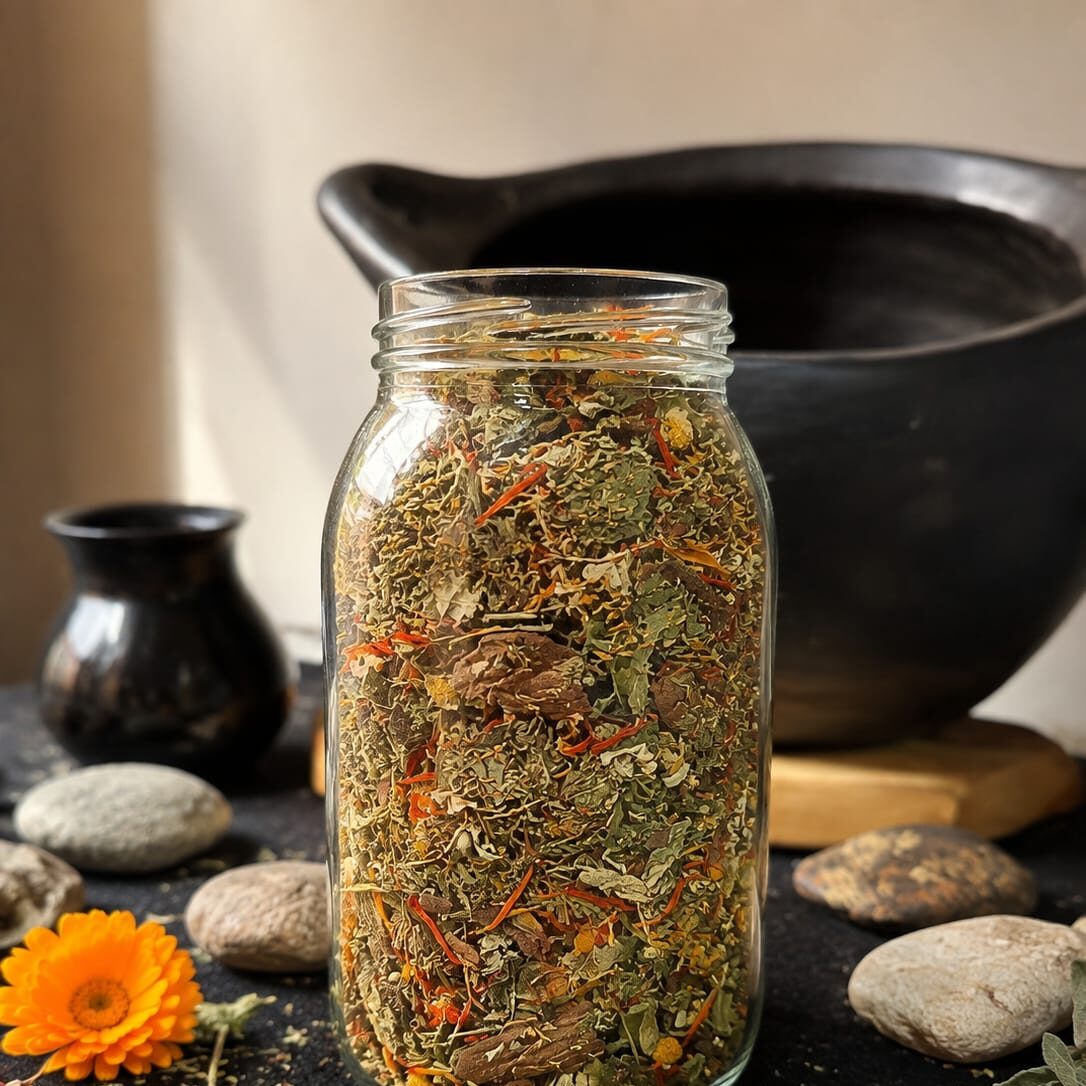Mezcla herbal para vapor íntimo siendo medicina y productos femeninos para el cuidado